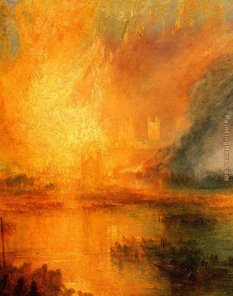 The Burning of the Houses of Parliament detail painting - Joseph Mallord William Turner The Burning of the Houses of Parliament detail art painting